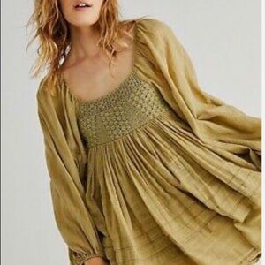 Free people ari crochet embroidered tiered mini dress